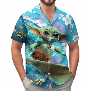 Camisa Grogu Surfing Estilo Hawaiano