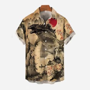 Camisa Godzilla Estilo Hawaiano