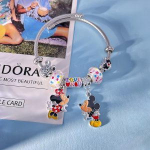 Pulsera Acero Inoxidable Mickey y Minnie